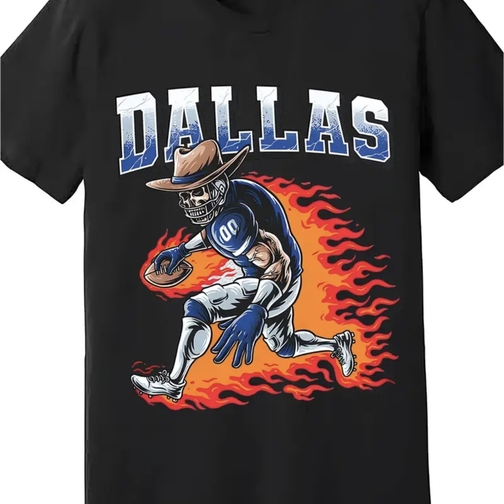 Dallas Graphic T-Shirt with Skeleton Football Player